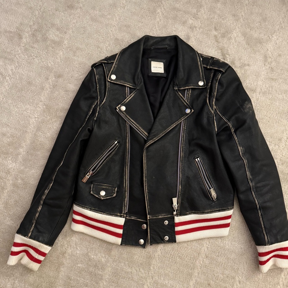 Anine Bing Quinlan Distressed Leather Moto Jacket - Picture 3 of 6